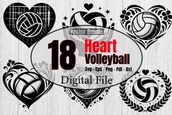 Heart Volleyball Svg Bundle, Volleyball