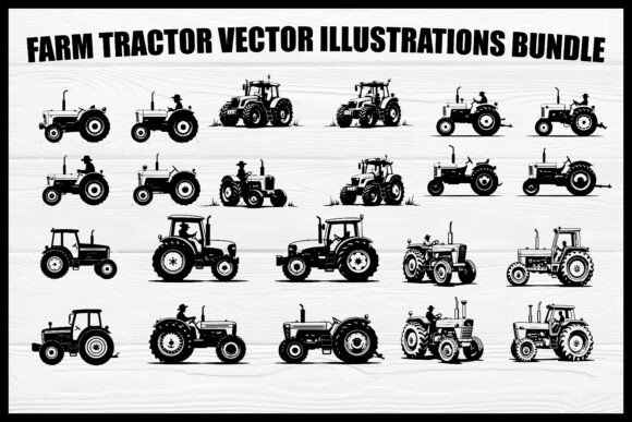 Vintage Modern Farm Tractor Silhouette